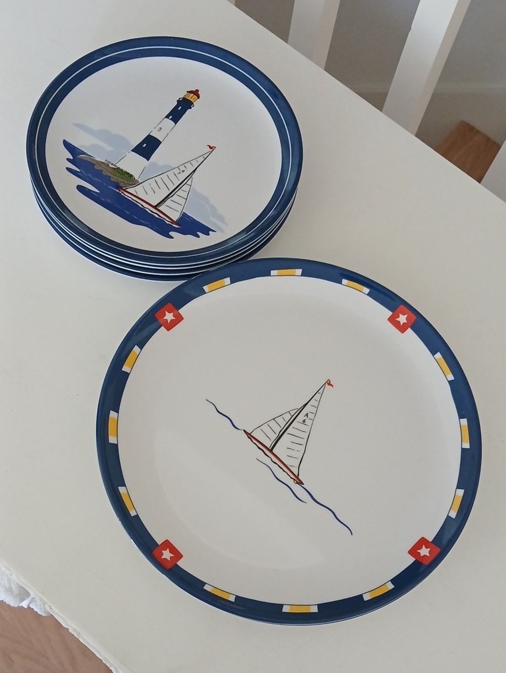 Coastal Lightouse Plastic Dinnerware 4-10" Dinner 4-8" Salad Plates Kohl's